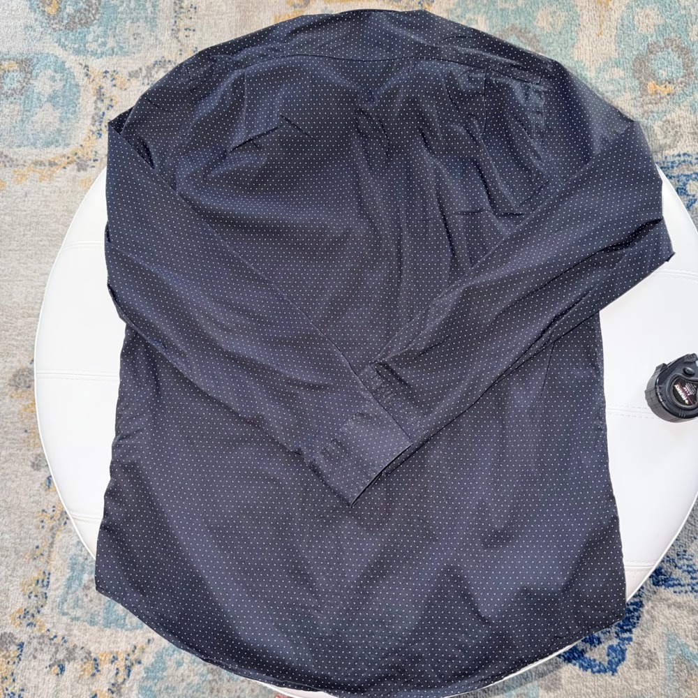 Lauren Ralph Lauren Slim Fit Dress Shirt Mens 16 Black Polka Dot Stretch Button - Picture 3 of 9